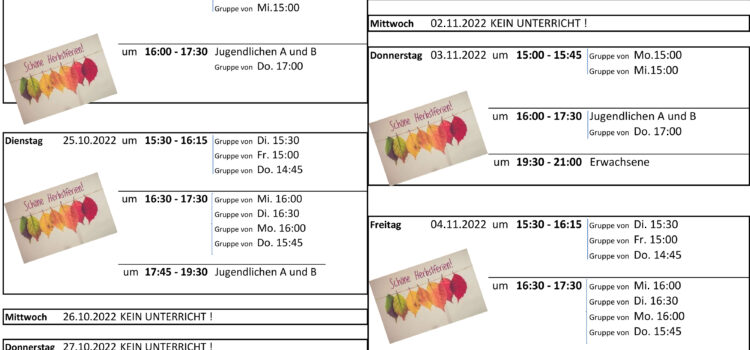 Herbstferien-Plan 2022